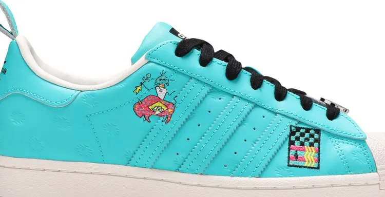 Adidas Arizona x Superstar 'Have an Iced Day - Teal White' Sneakers, Green