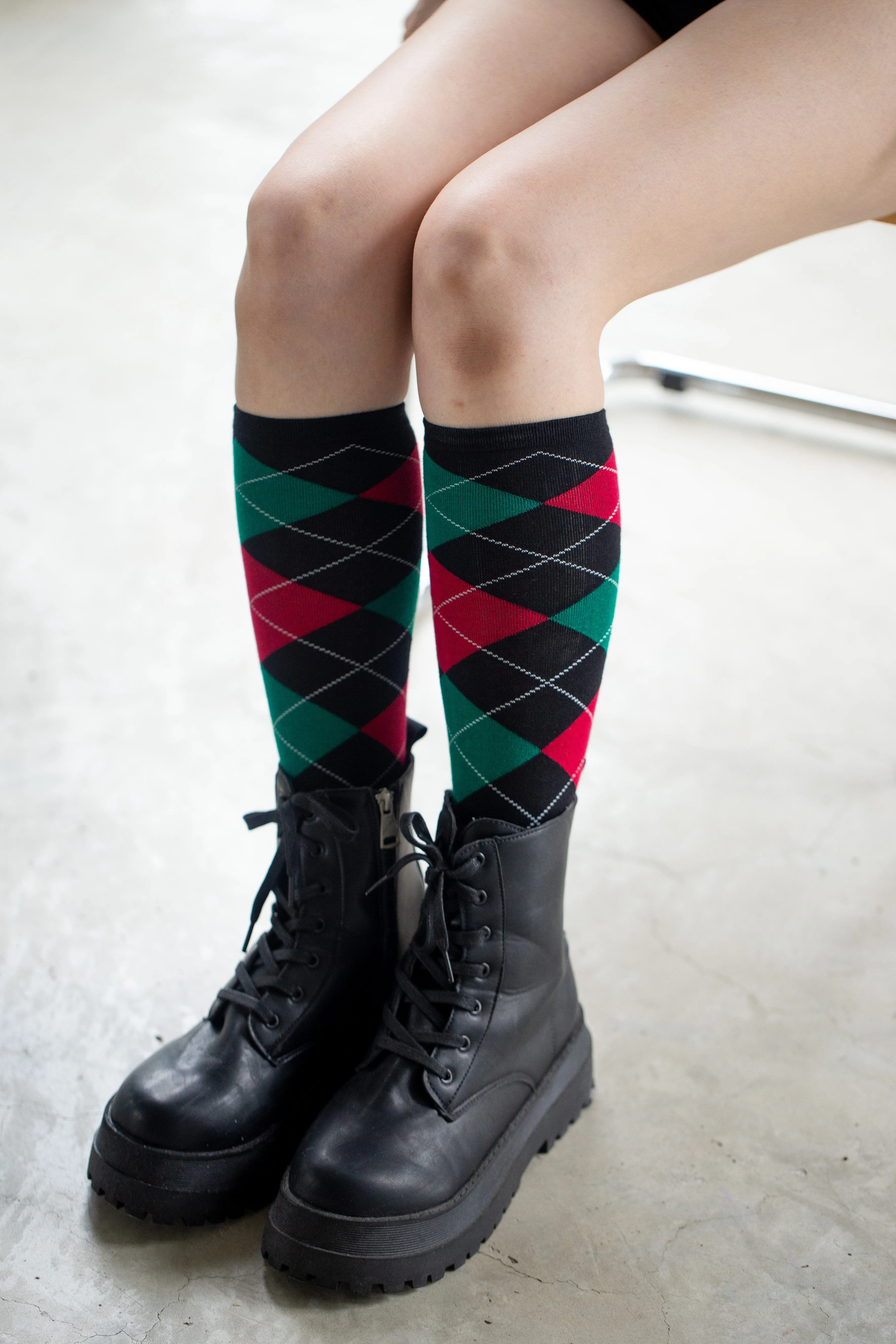 Argyle Below Knee Socks