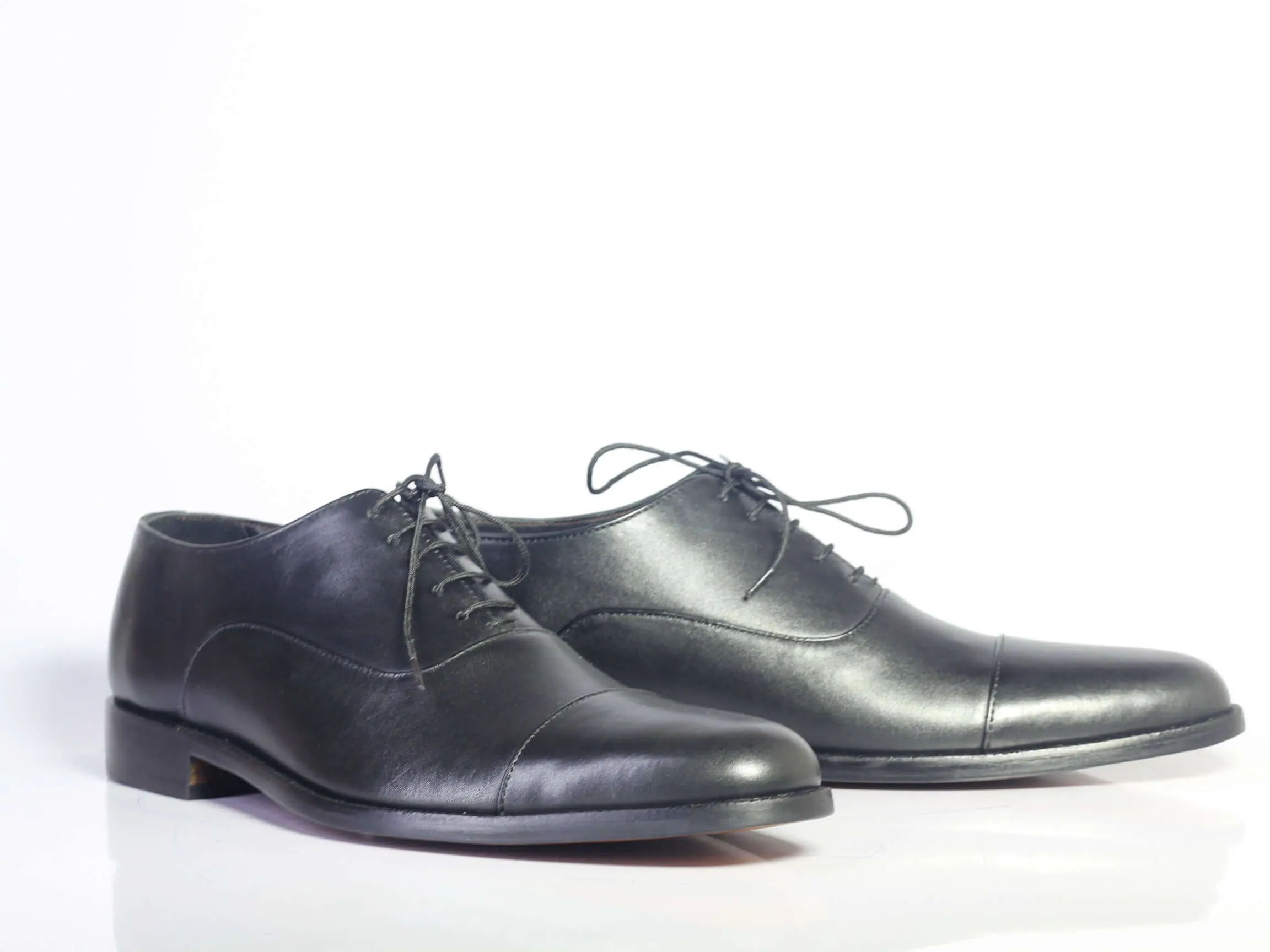 Bespoke Black Leather Lace up Shoe for Men's