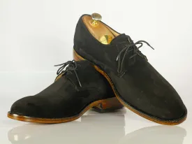 Bespoke Black Suede Lace Up Shoes for Men's