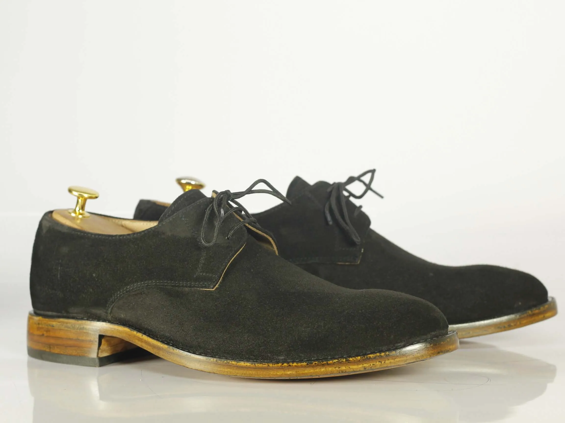 Bespoke Black Suede Lace Up Shoes for Men's