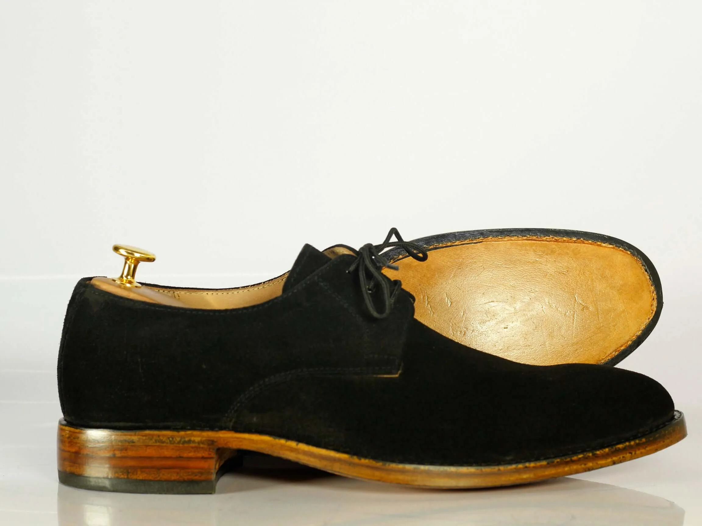 Bespoke Black Suede Lace Up Shoes for Men's