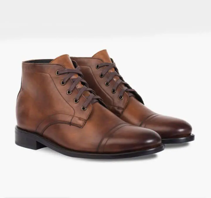 Bespoke Brown Leather Ankle Lace Up Simple Boots