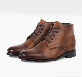 Bespoke Brown Leather Ankle Lace Up Simple Boots