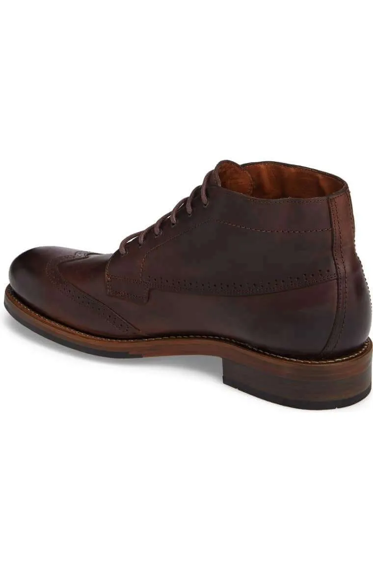 Bespoke Dark Brown Chukka Leather Wing Tip Lace Up Boots