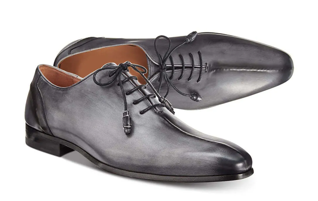 Bespoke Gray Leather Split Toe Lace Up Shoe for Men