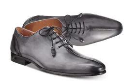 Bespoke Gray Leather Split Toe Lace Up Shoe for Men