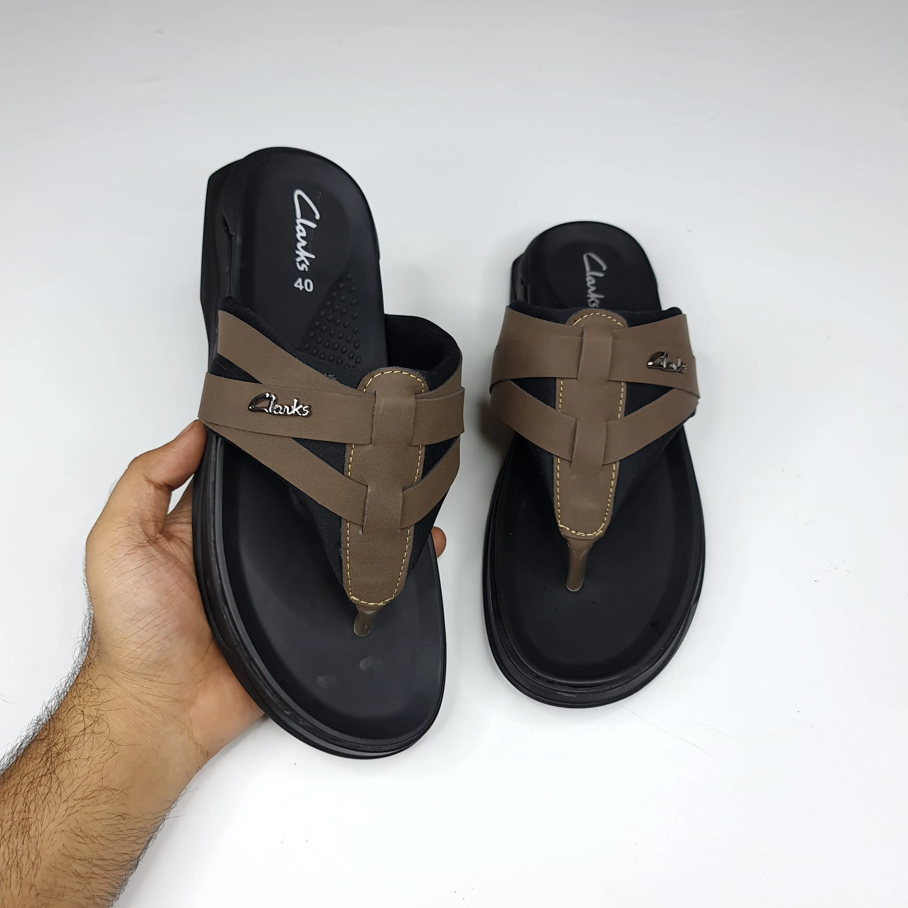 Brown Buckle Slippers