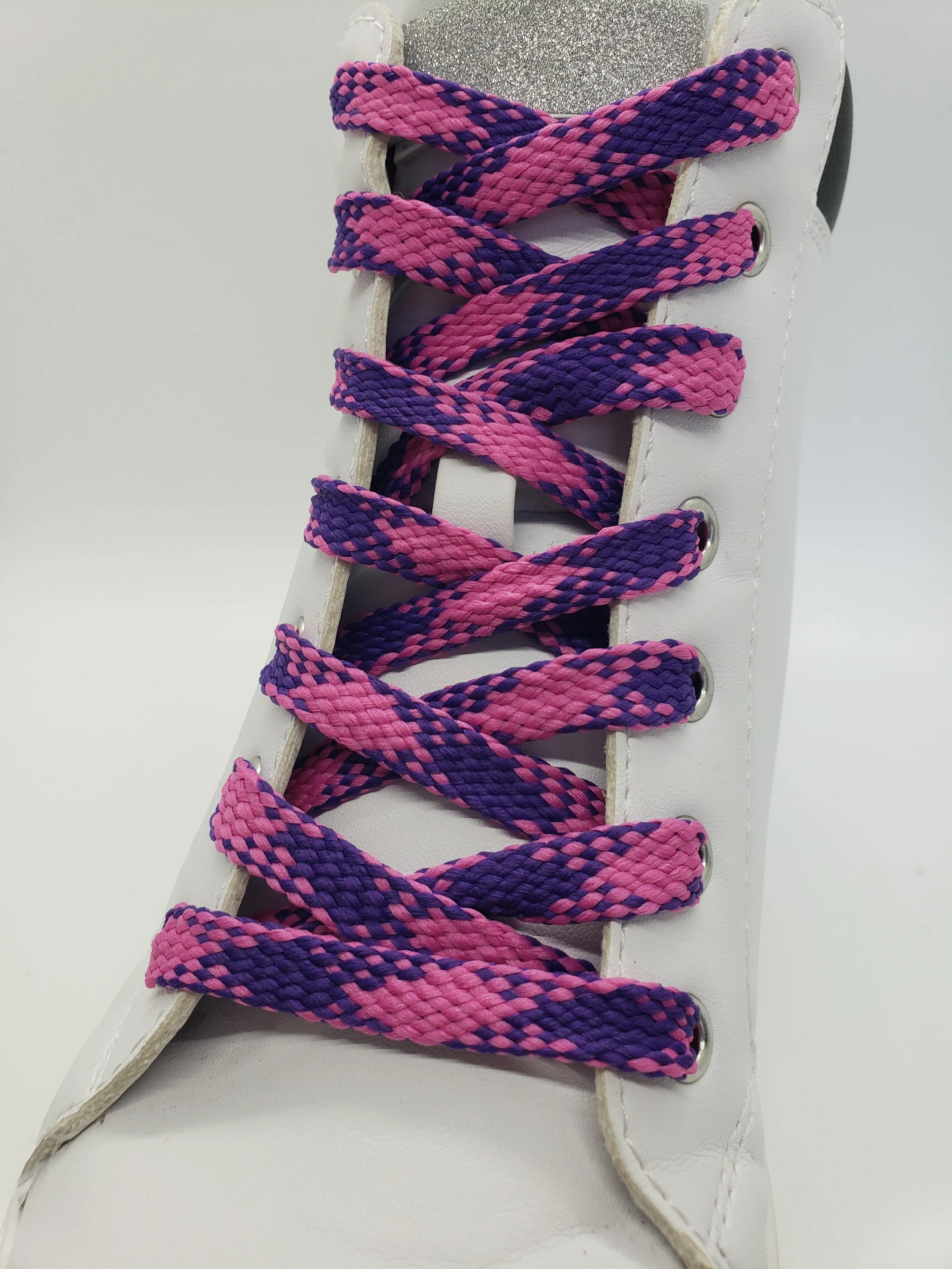 Flat Argyle Shoelaces - Fuchsia and Purple