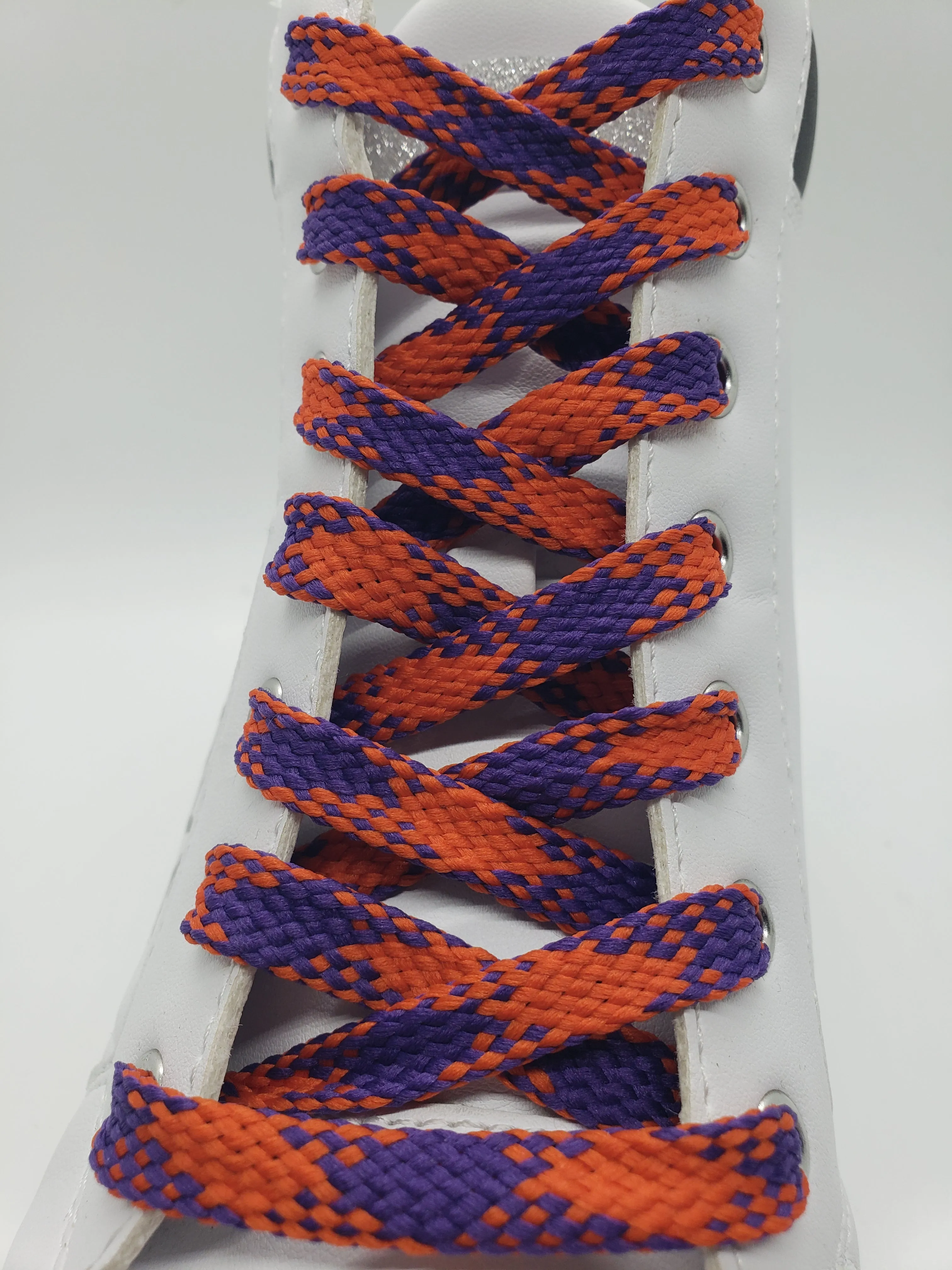 Flat Argyle Shoelaces - Purple and Orange