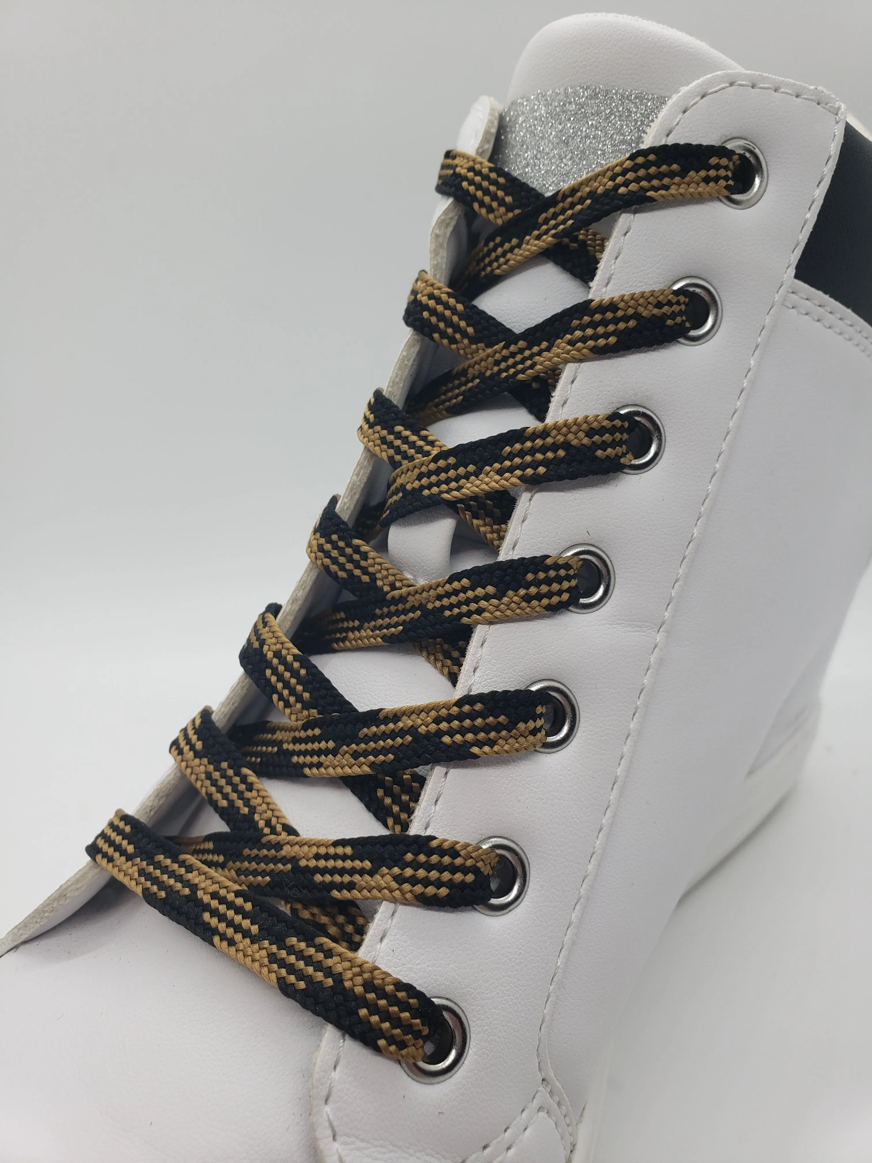 Flat Dress Shoelaces - Black and Champagne Gold