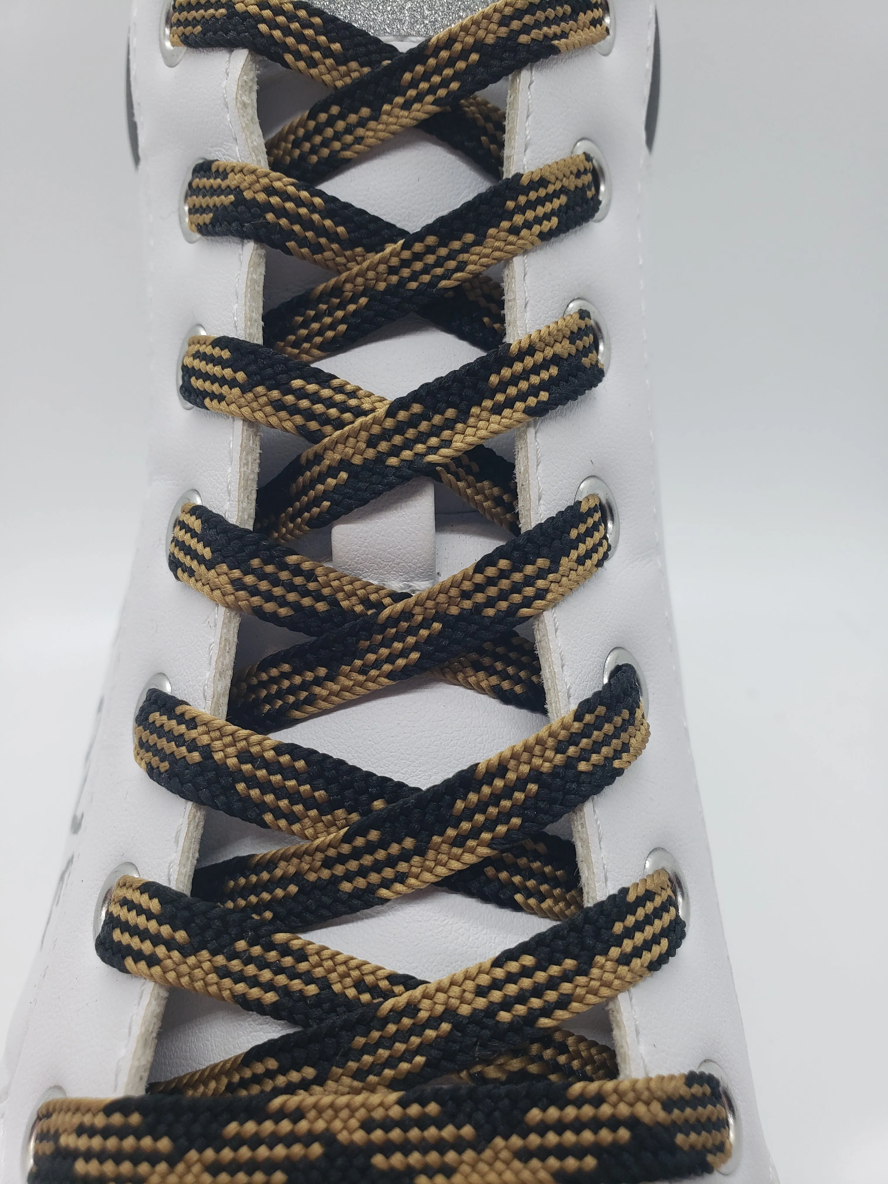 Flat Dress Shoelaces - Black and Champagne Gold