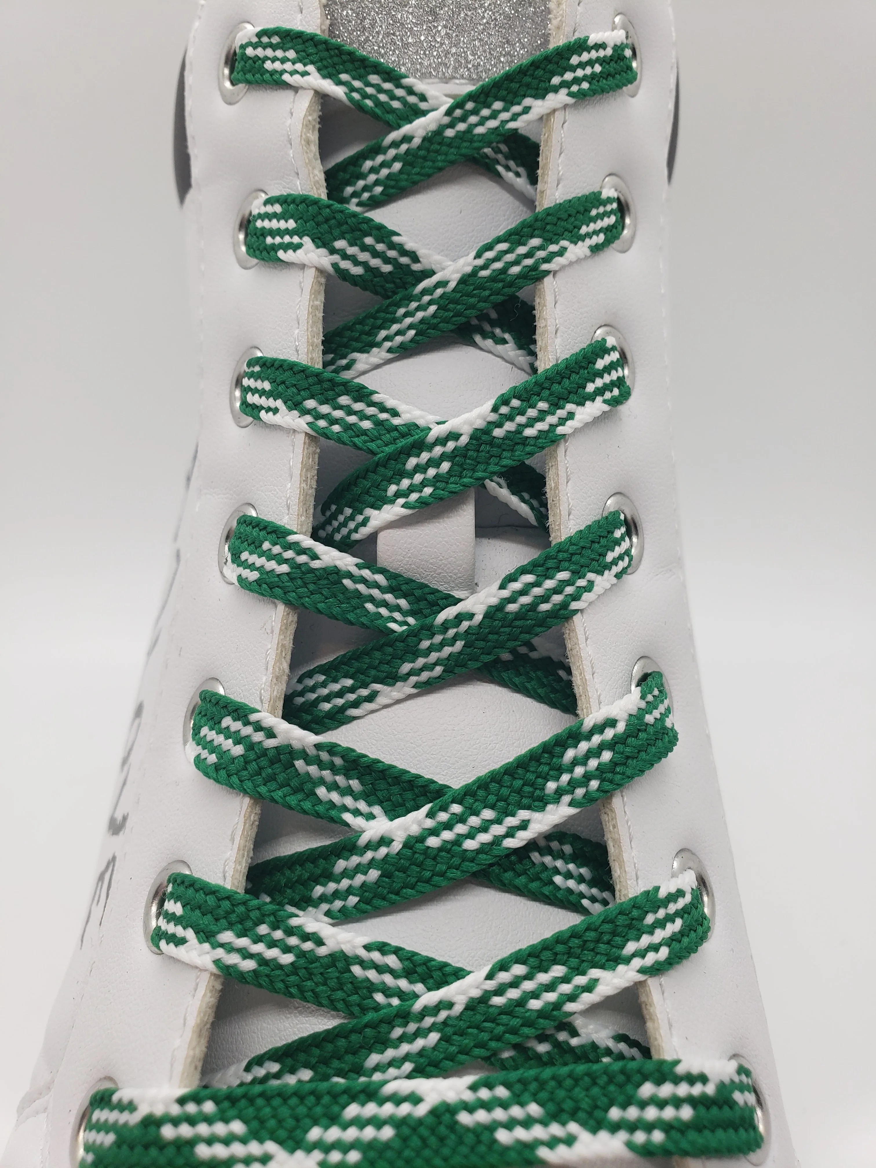 Flat Dress Shoelaces - Green and White