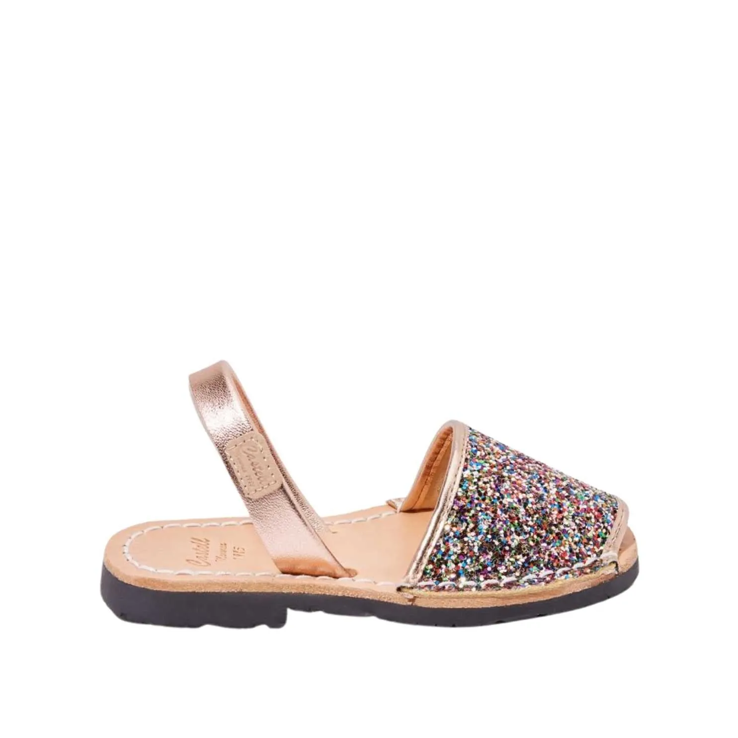 Glittery Leather Menorcan Sandal For Kids - Iker 1097R Glitter