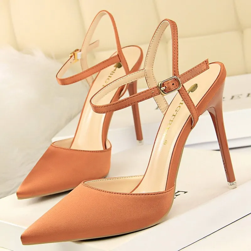 Graduation Gift Shoes Women Pumps Sexy High Heels Pointed Toe Women Heels Stiletto 2023 Summer Women Sandals Silk Ladies Shoes 8 Colour