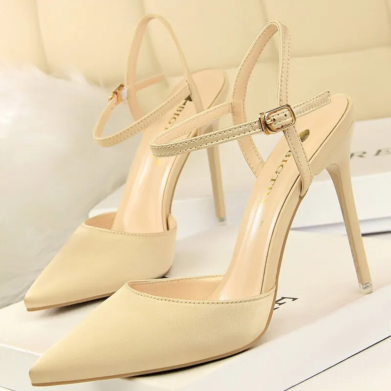 Graduation Gift Shoes Women Pumps Sexy High Heels Pointed Toe Women Heels Stiletto 2023 Summer Women Sandals Silk Ladies Shoes 8 Colour