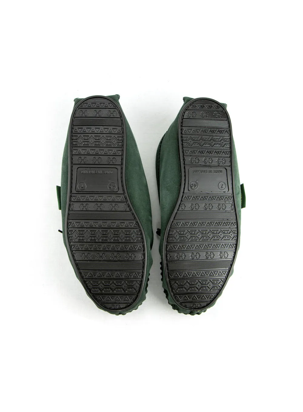 Green Suede Lambswool Moccasins with Sole