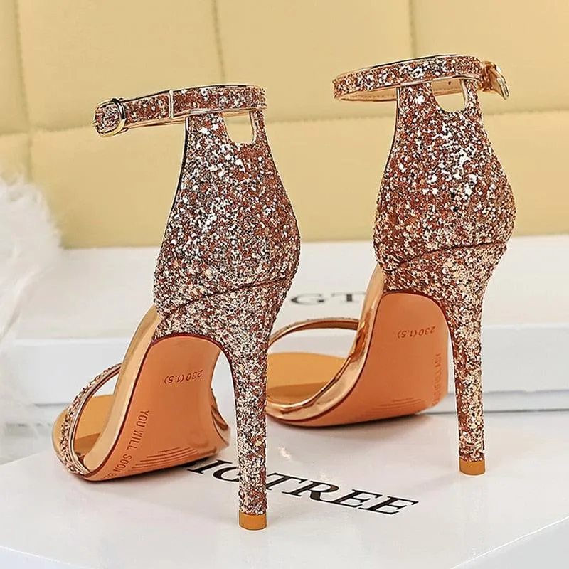 High Heel Shoes Women Pumps Metallic Sequin  Heels