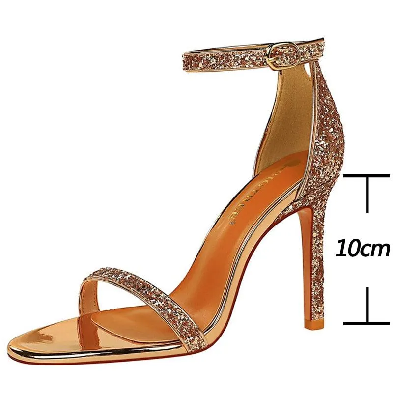 High Heel Shoes Women Pumps Metallic Sequin  Heels