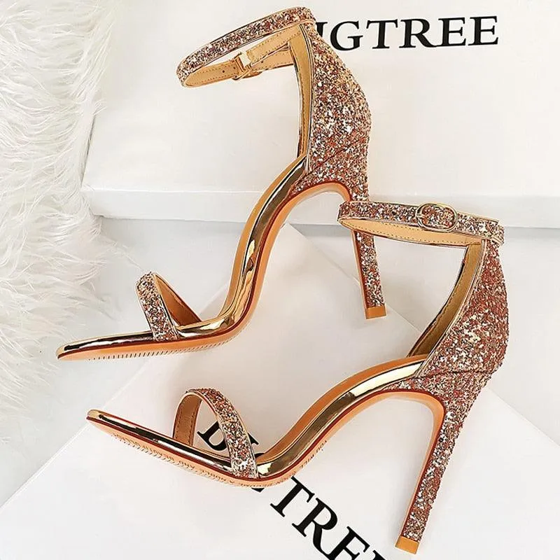 High Heel Shoes Women Pumps Metallic Sequin  Heels