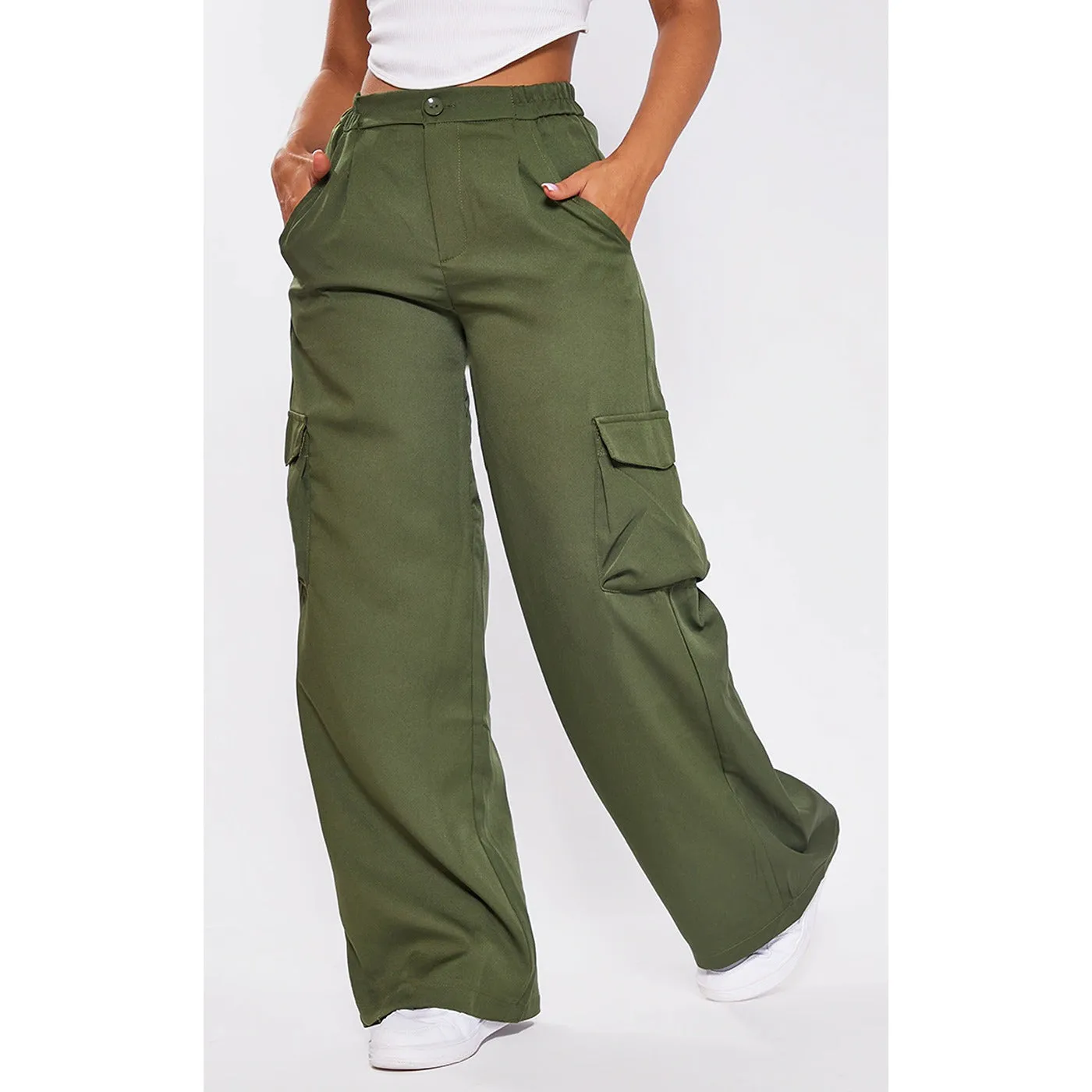 Khaki Tailored Utility Cargo Trousers