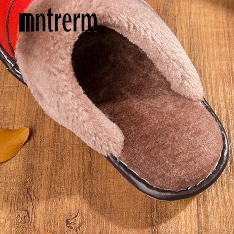 Leather Slippers with Fur Lining for Men