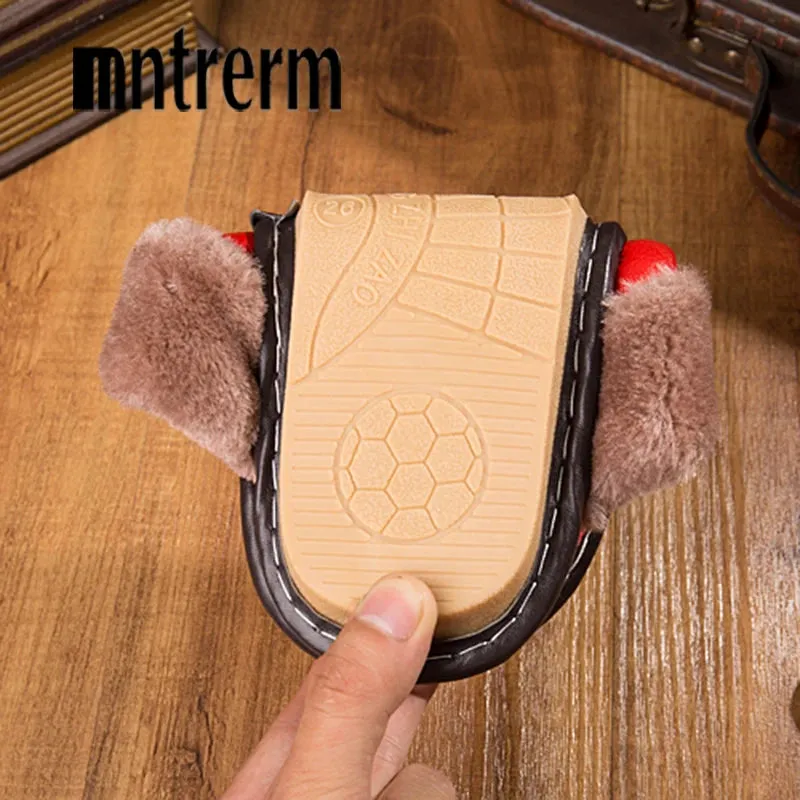 Leather Slippers with Fur Lining for Men