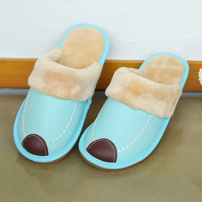 Leather Slippers with Plush Lining for Men