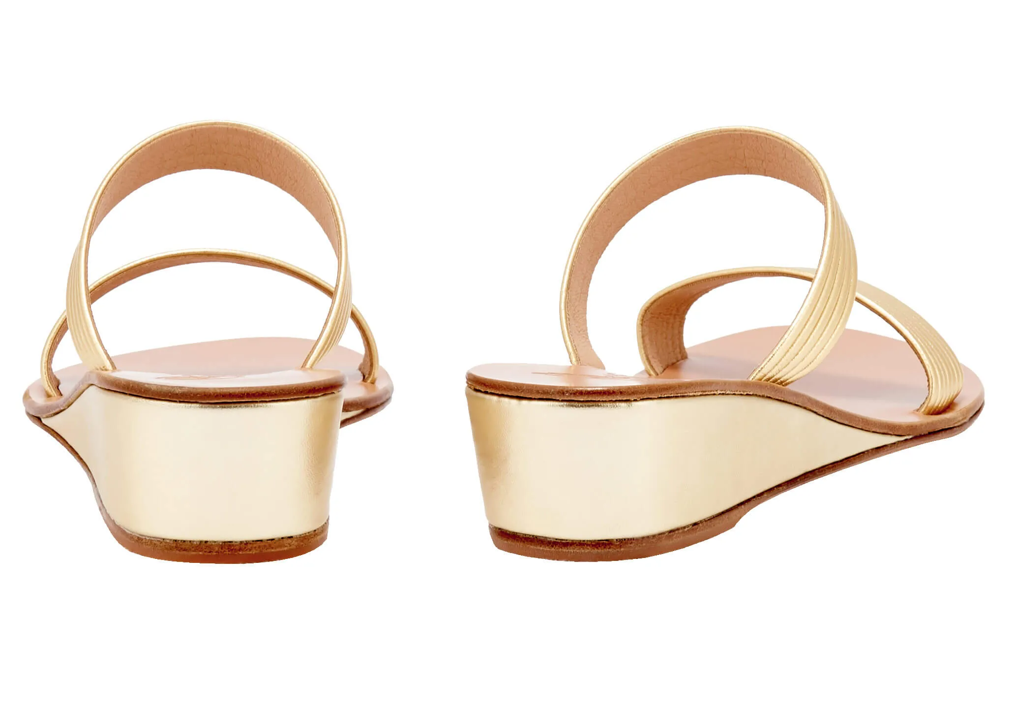 Melia 70s Disco Low Wedge Sandals Gold