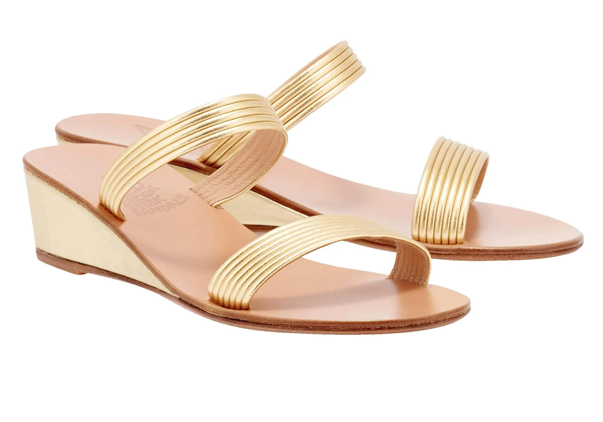 Melia 70s Disco Low Wedge Sandals Gold