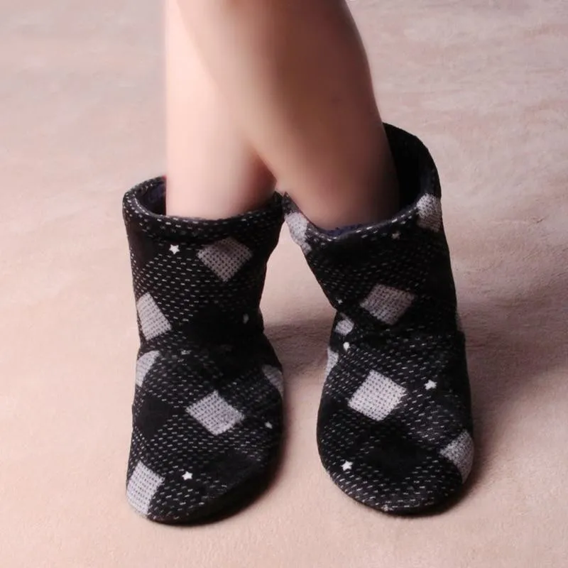 Men Lattice Soft Plus Warm Winter Cotton Slippers