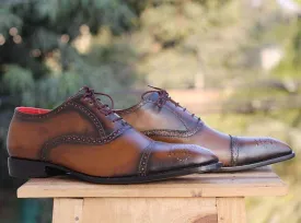 Men's Brown Cap Toe Leather Shoe