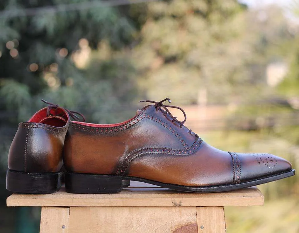 Men's Brown Cap Toe Leather Shoe