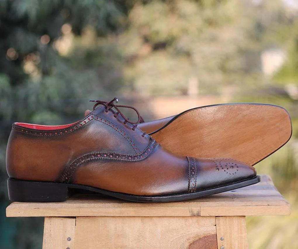 Men's Brown Cap Toe Leather Shoe