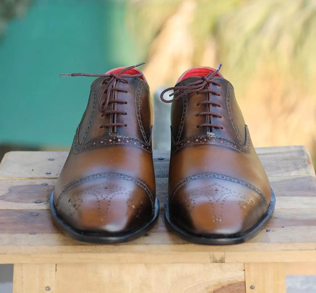 Men's Brown Cap Toe Leather Shoe