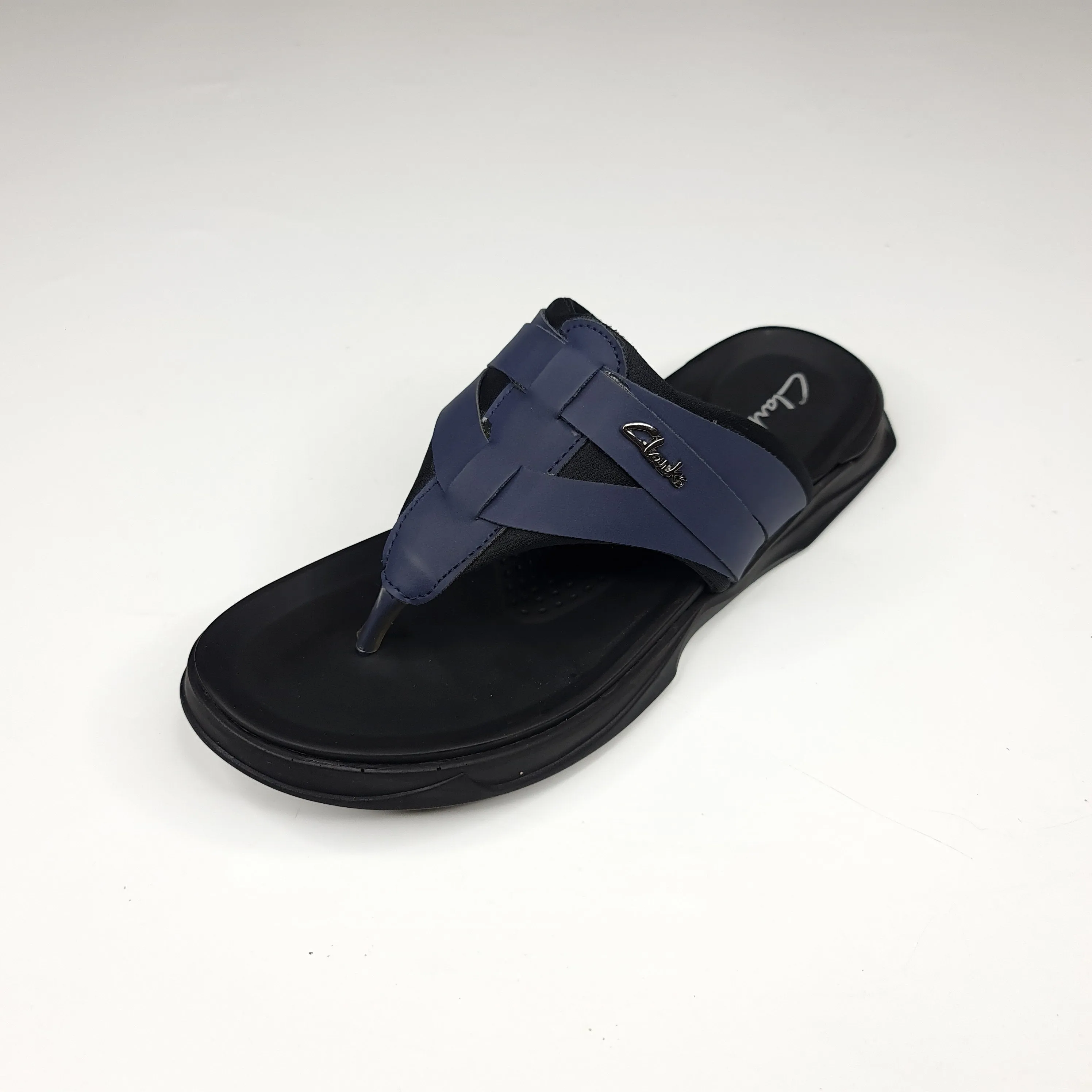 Navy Buckle Slipper