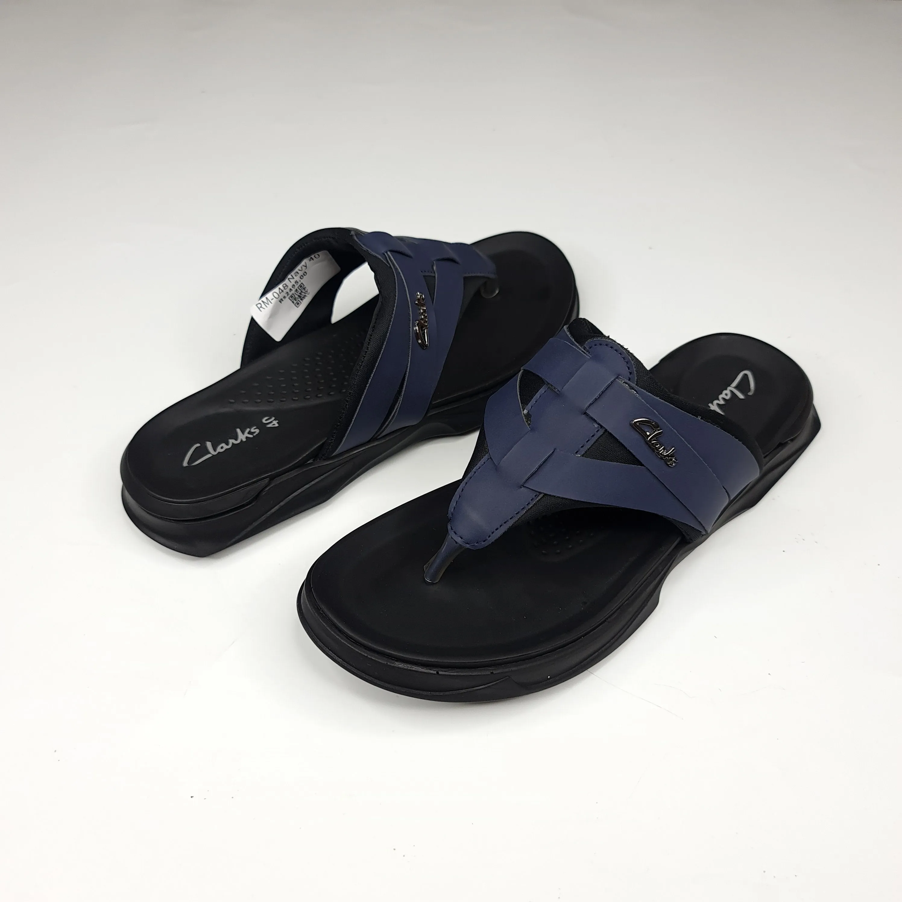 Navy Buckle Slipper