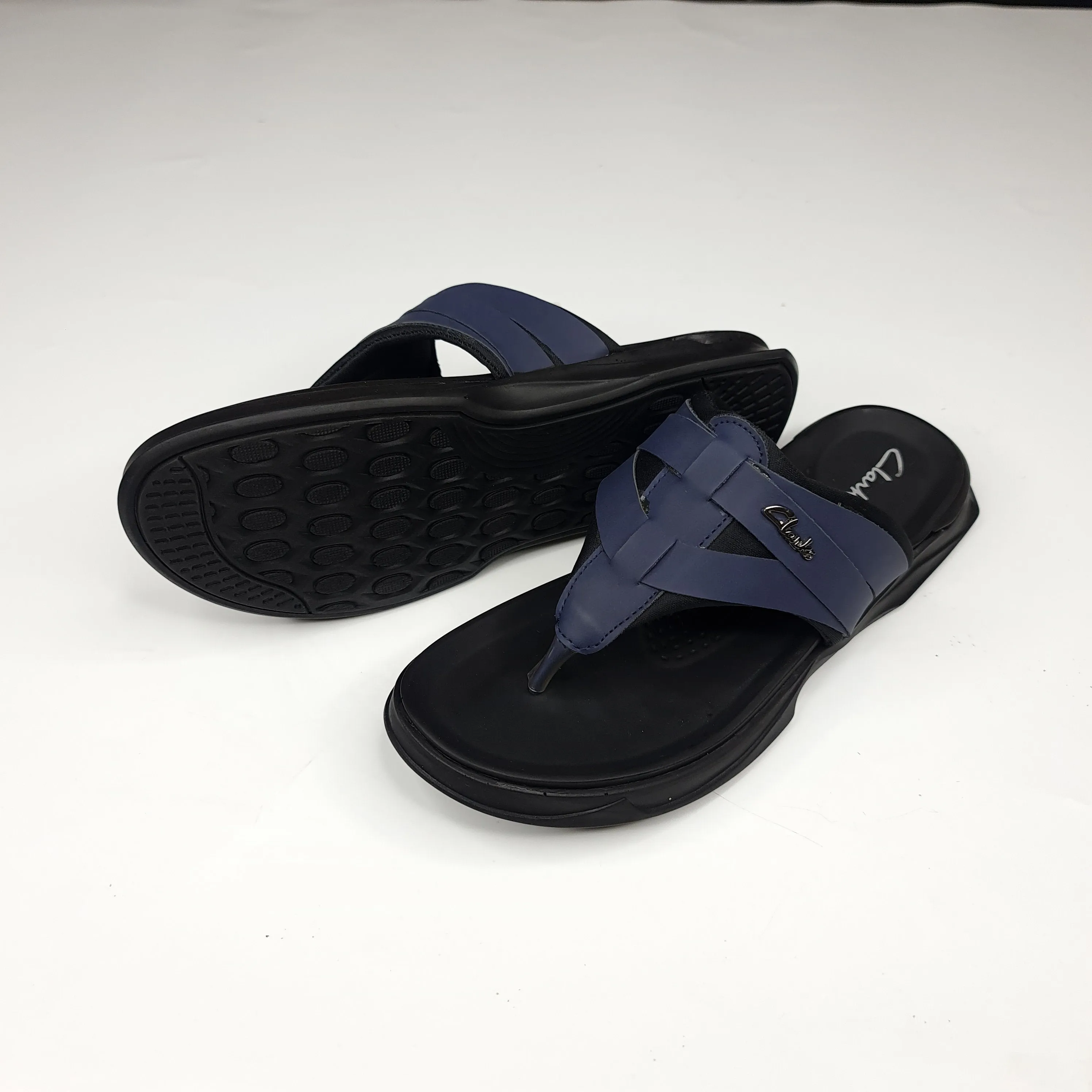 Navy Buckle Slipper