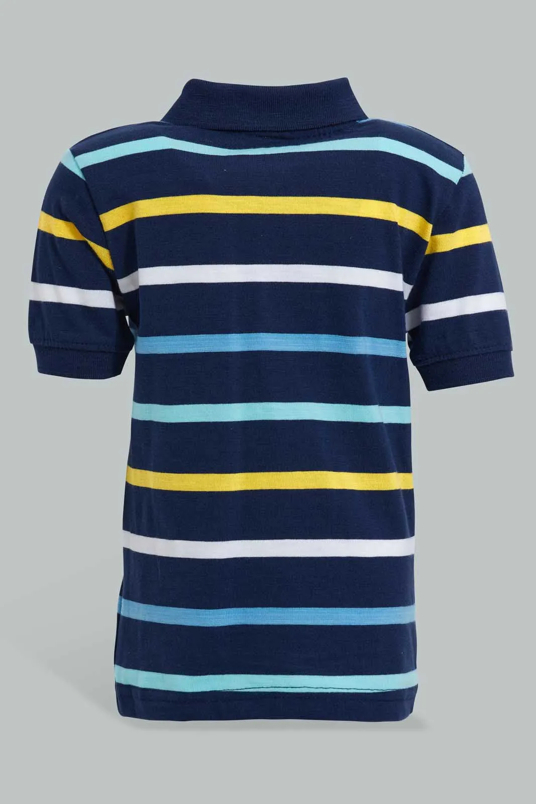 Navy Striped Polo Shirt For Baby Boys