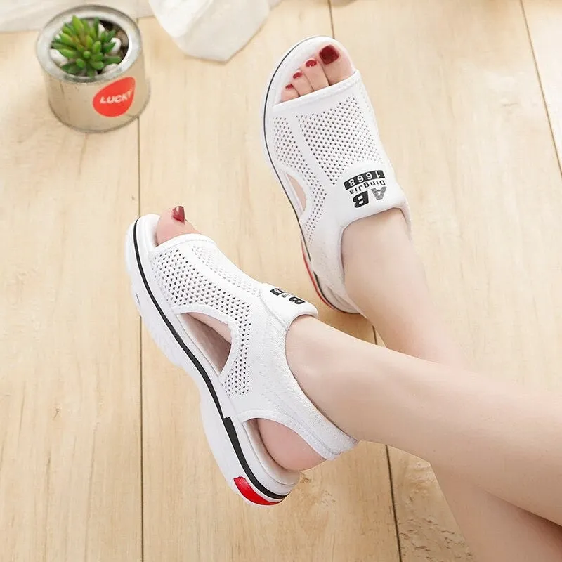 OCW Sports Women Sandals Summer Mesh Casual Soft Bottom Fish Mouth