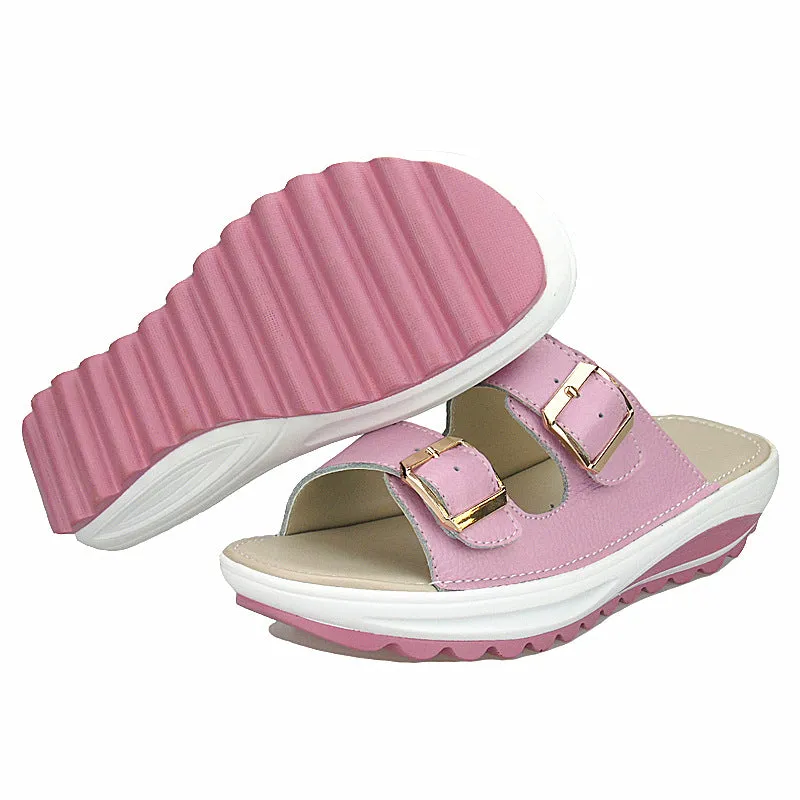 Owlkay Wedges Sippers Anti-casual Women Sandals And Slippers