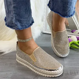 Owlkay - Women Rhinestone Platform Breathable Slip-on Shoes