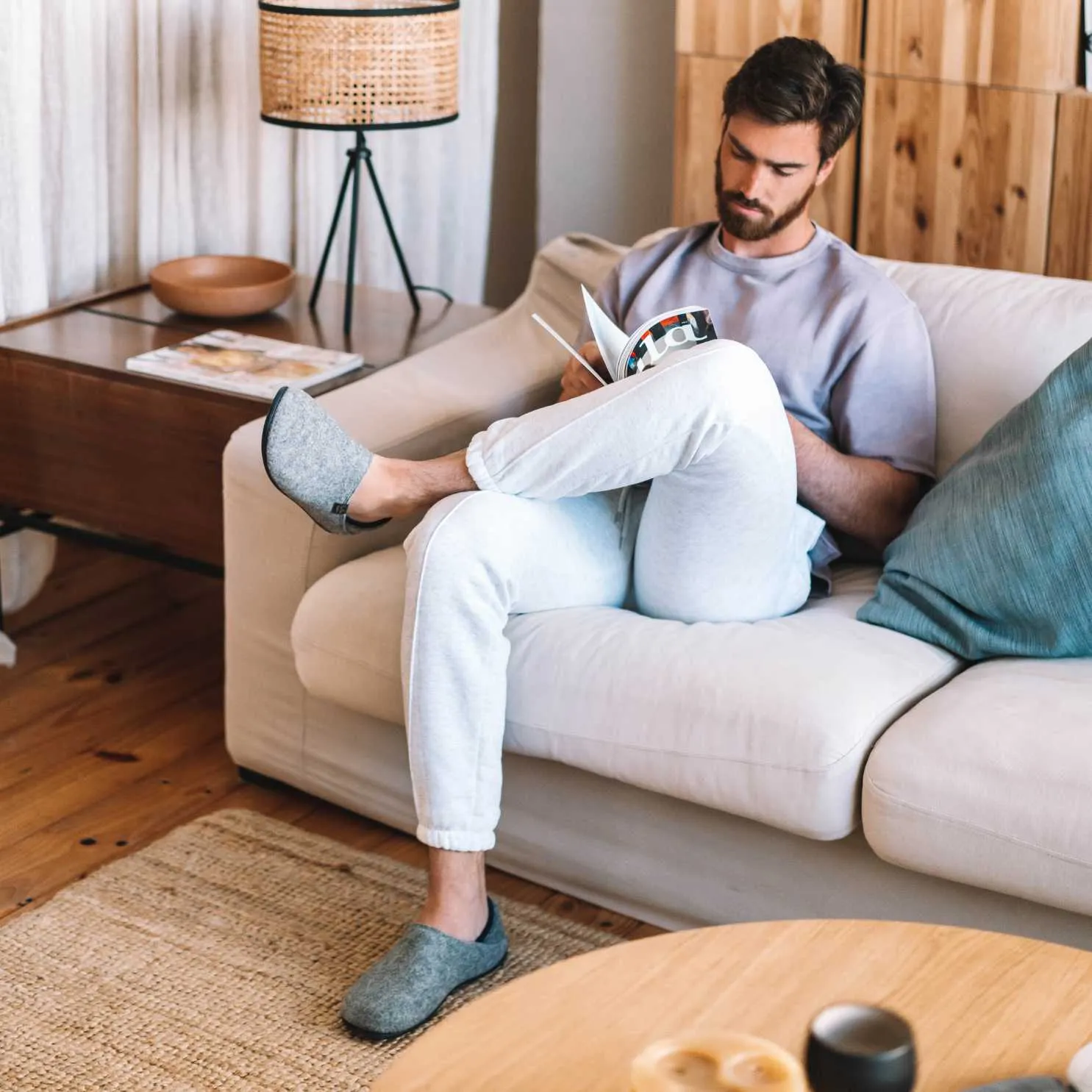 Plain Felt Slippers for Men - Neo-FR