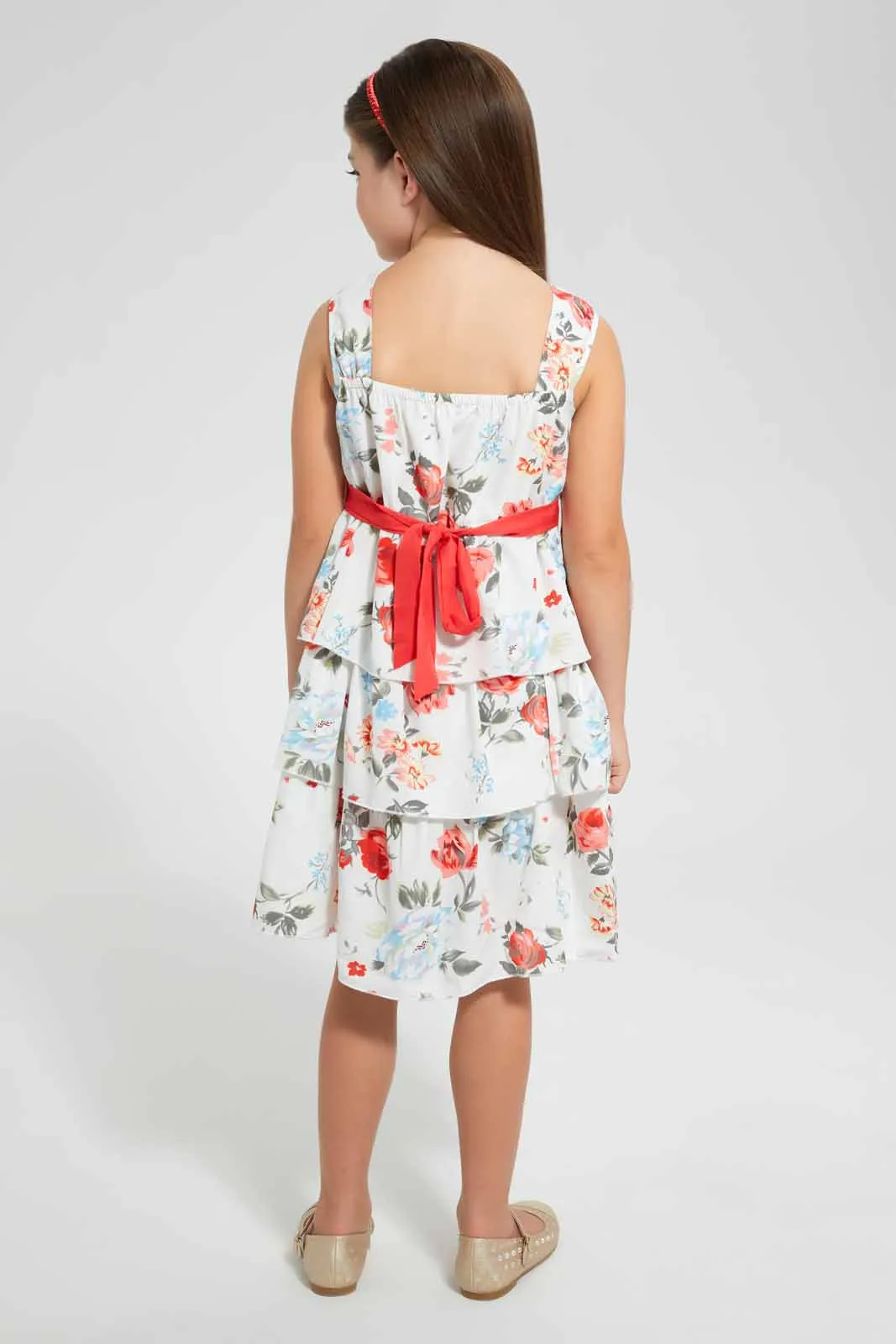 Red And White Floral Dress