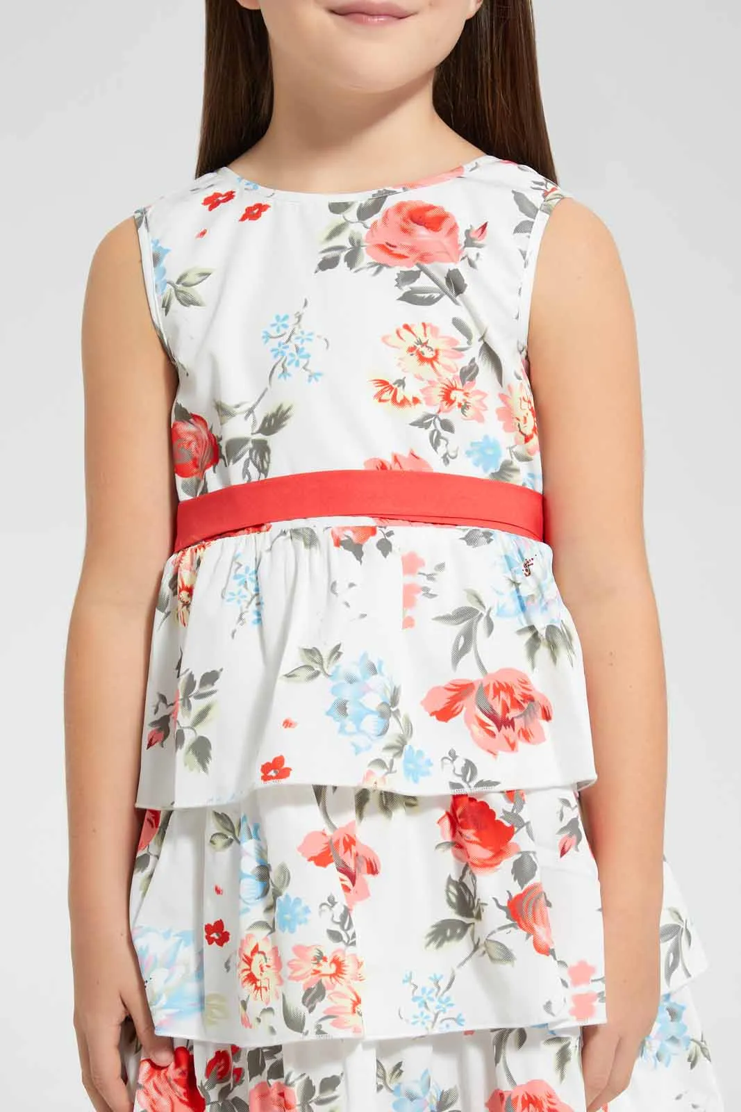 Red And White Floral Dress