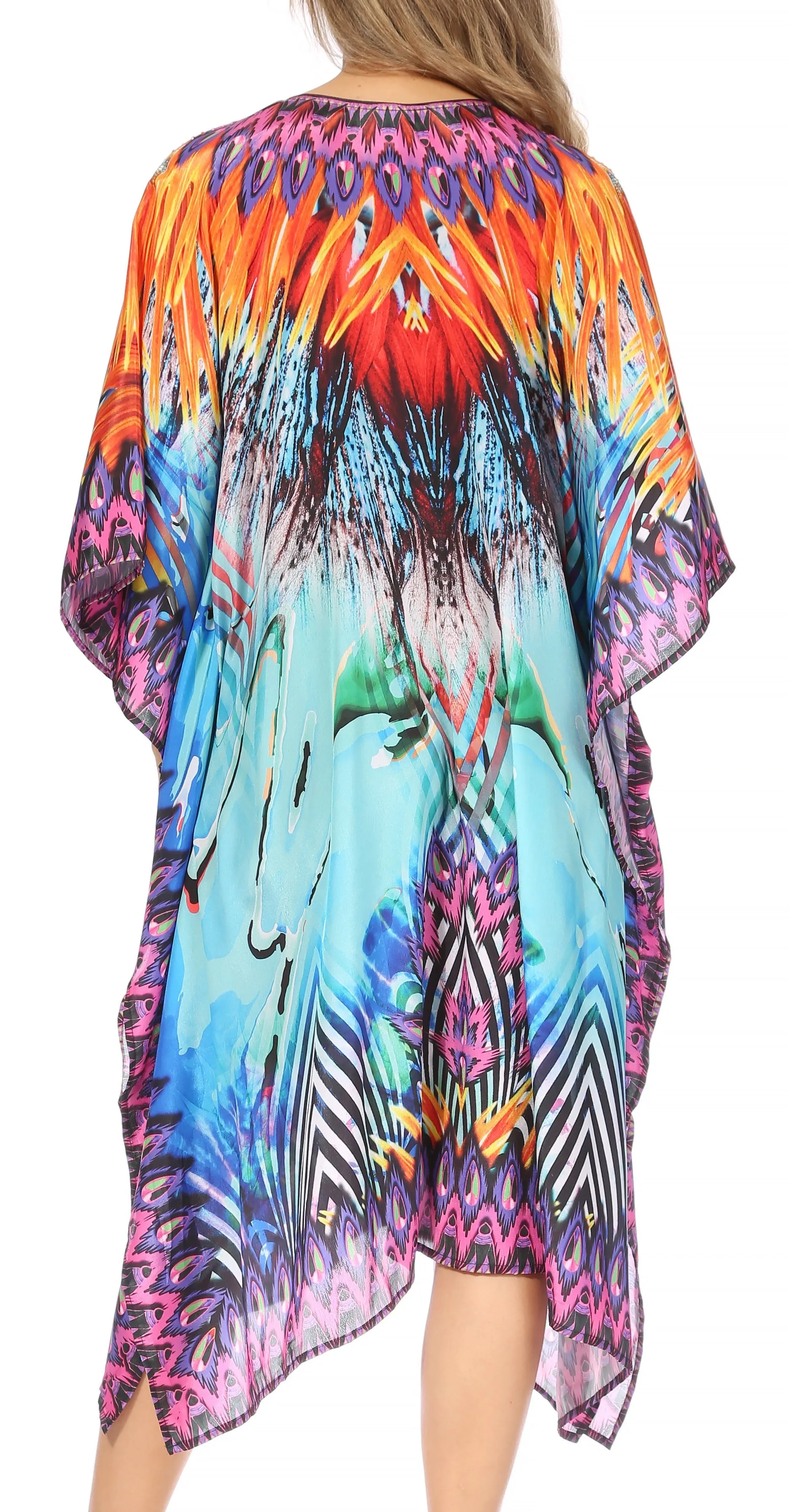 Sakkas Kristy Long Tall Lightweight Caftan Dress / Cover Up With V-Neck Jewels