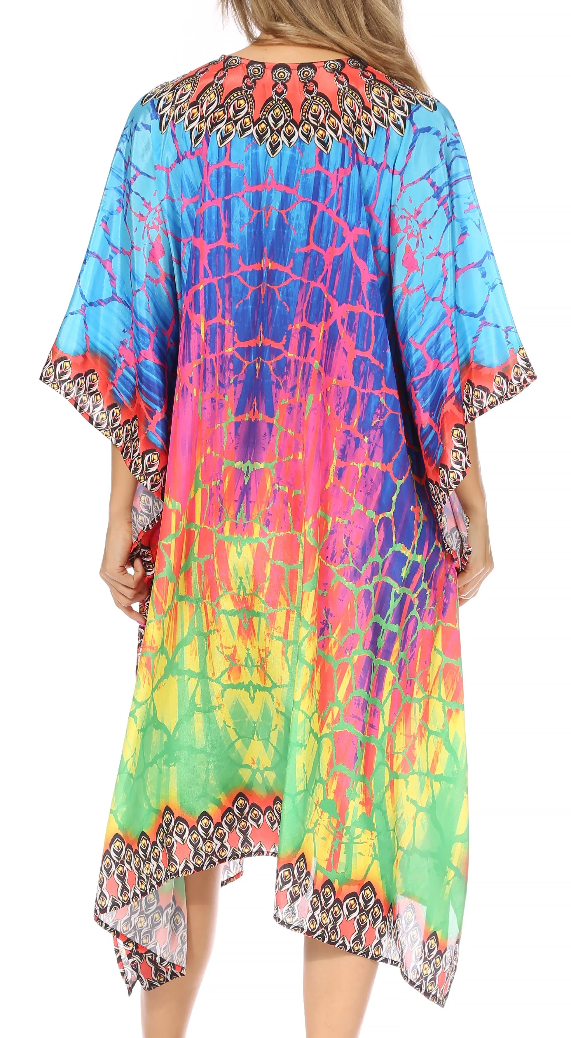 Sakkas Kristy Long Tall Lightweight Caftan Dress / Cover Up With V-Neck Jewels