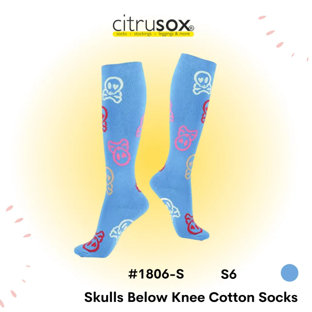 Skull Skeleton Cotton Below Knee High Socks