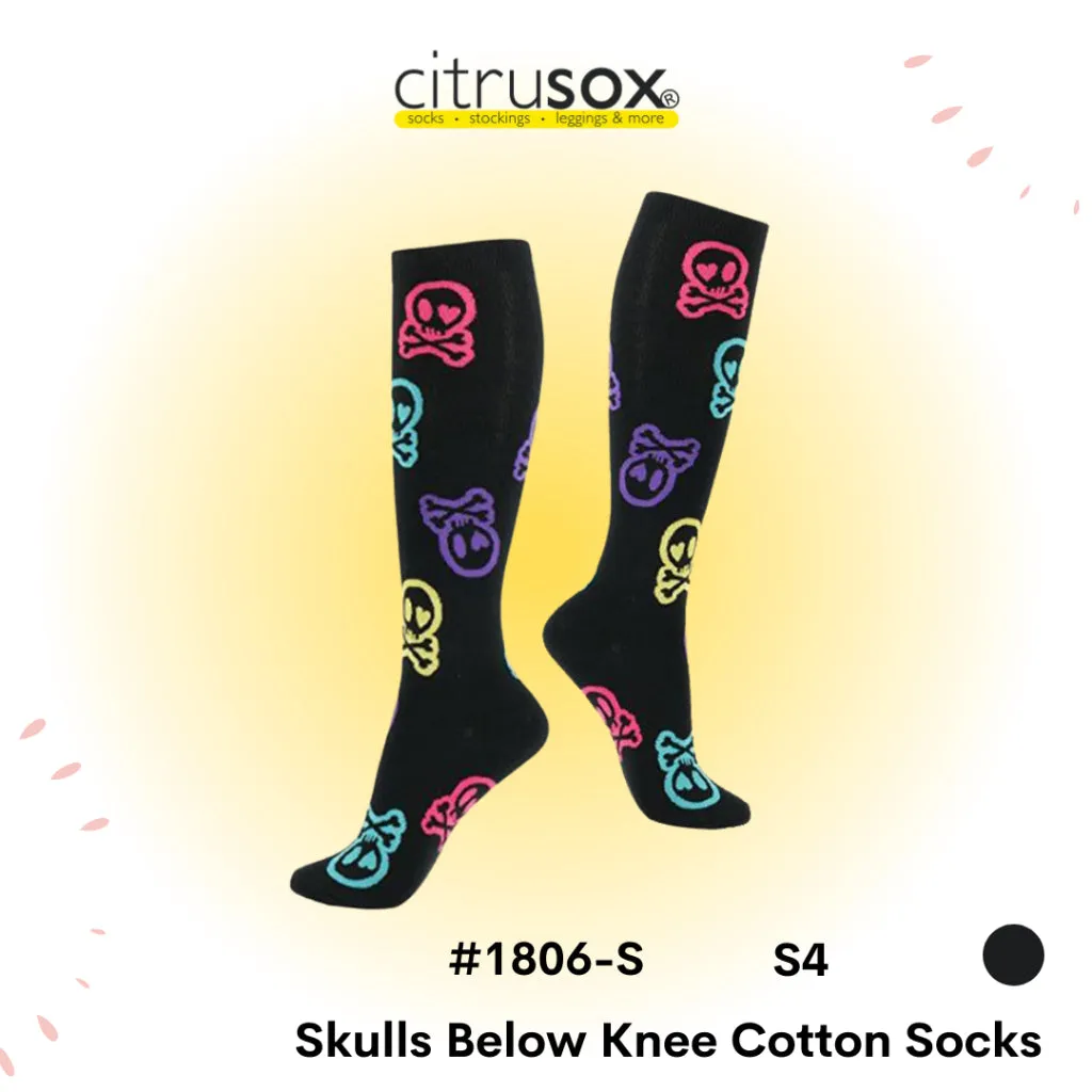 Skull Skeleton Cotton Below Knee High Socks