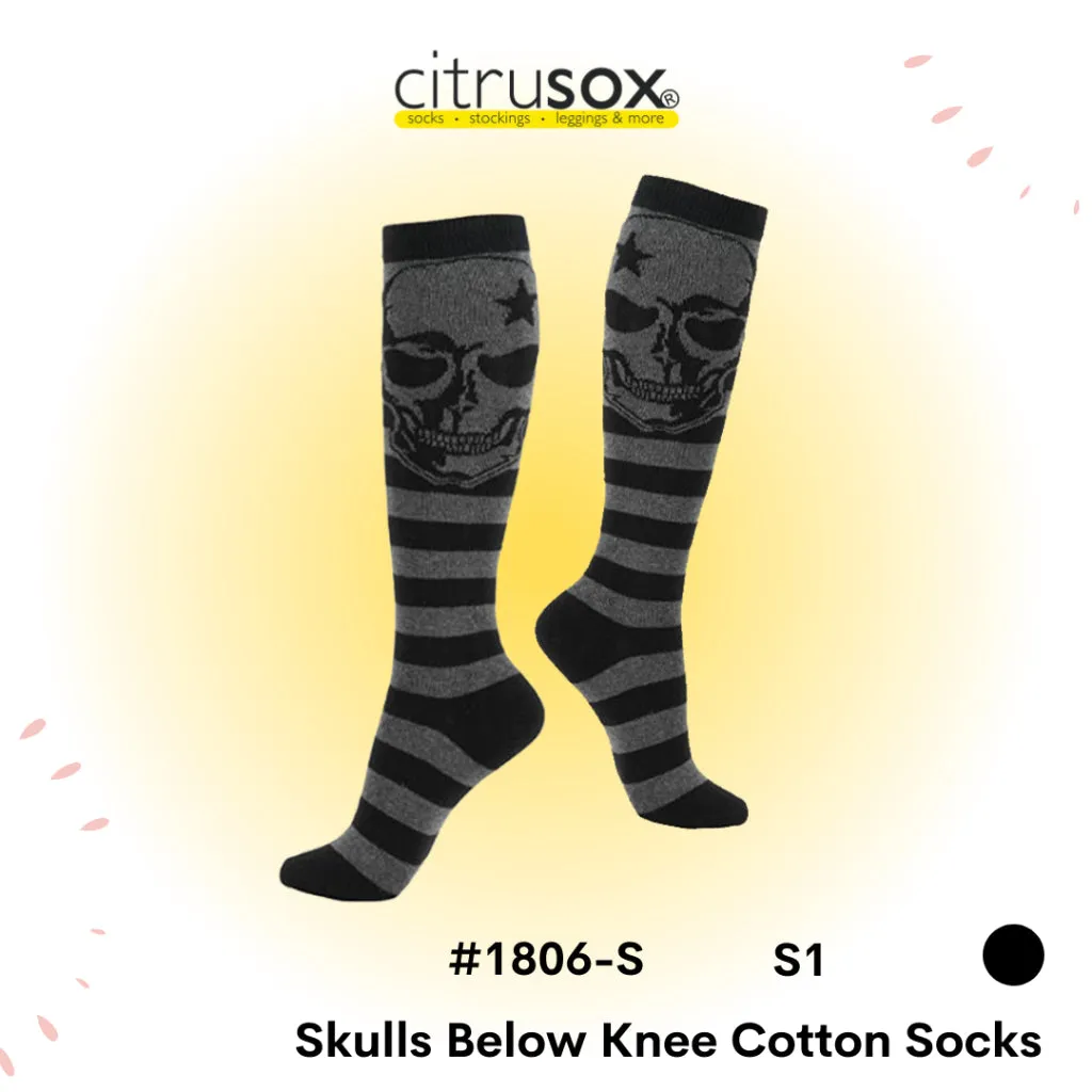 Skull Skeleton Cotton Below Knee High Socks